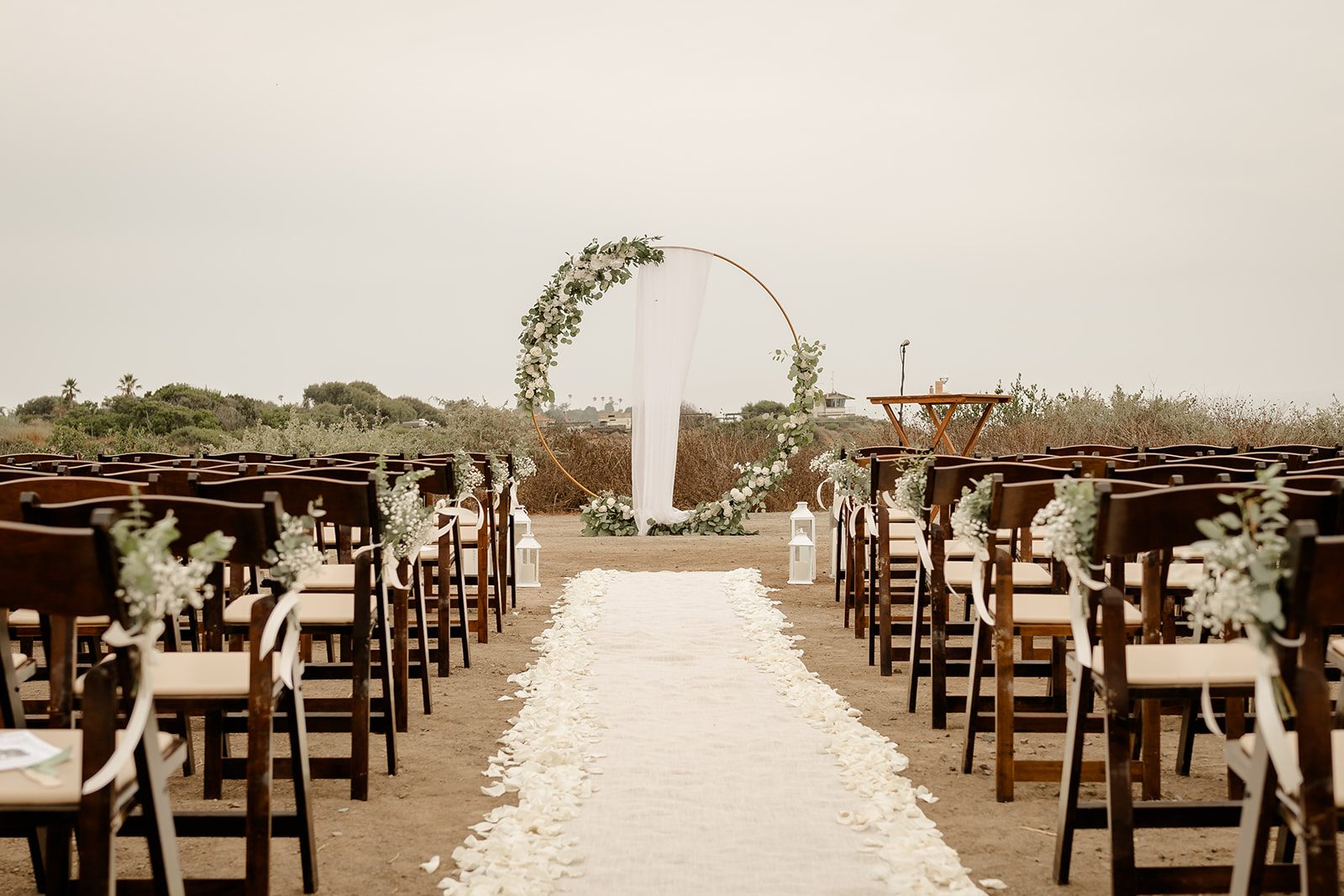 Wedding aisle on beach cliff