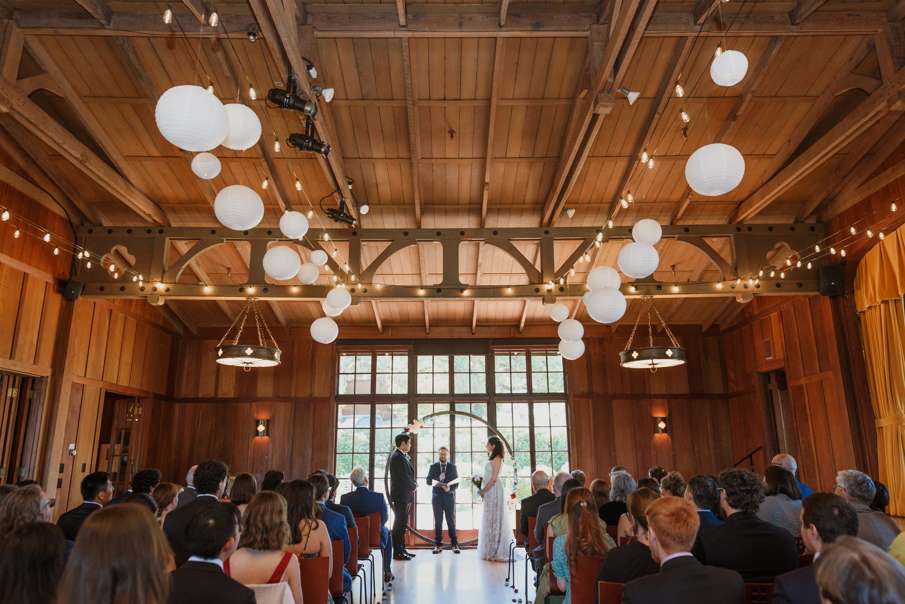 Hanging lantern display for wedding ceremony