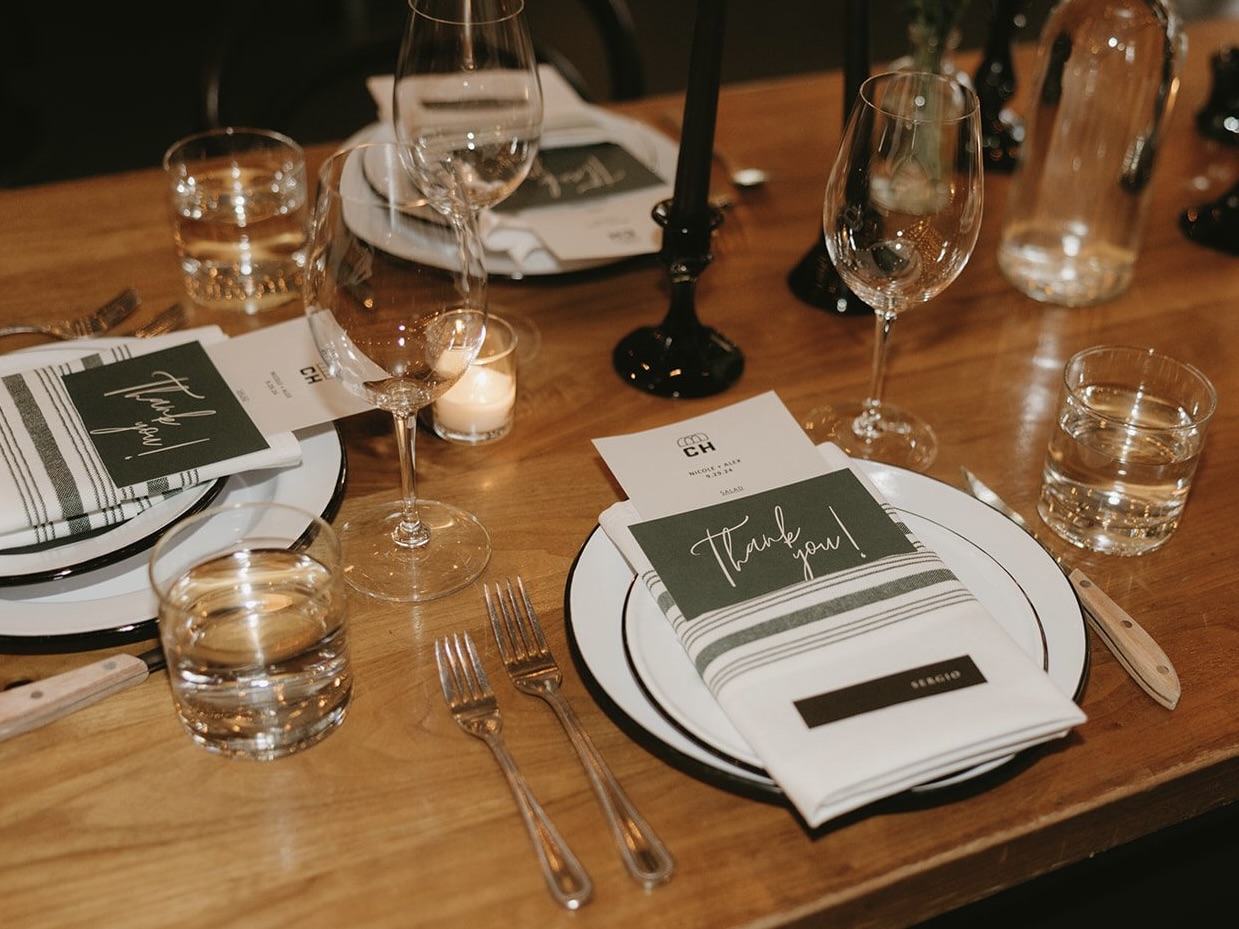 Moody wedding reception tablescape